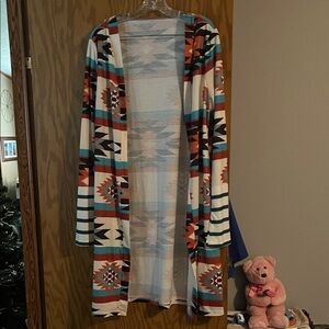 Colorful Geometric Patterned Cardigan